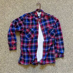 Flannel Thermal Button Up Warm Cozy Lightweight Shirt Jacket Plaid Blue men med